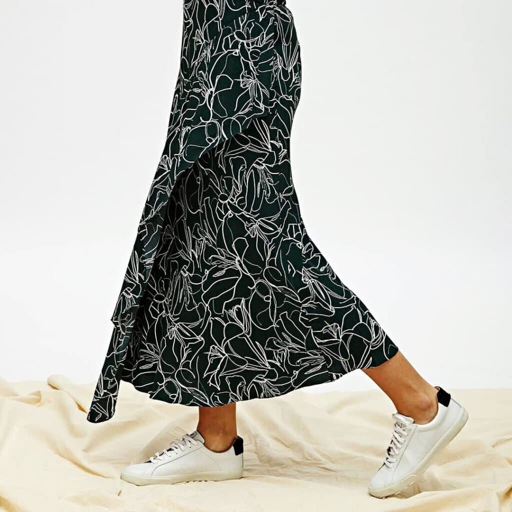 maxi skirt with sneakers