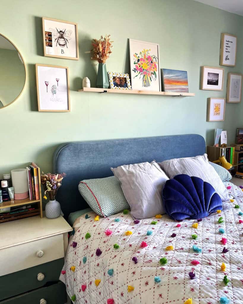 spring bedroom ideas soft pastel accent wall