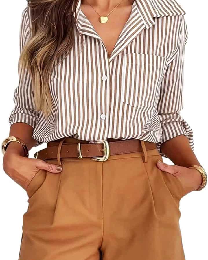 outfit with subtle striped pattern