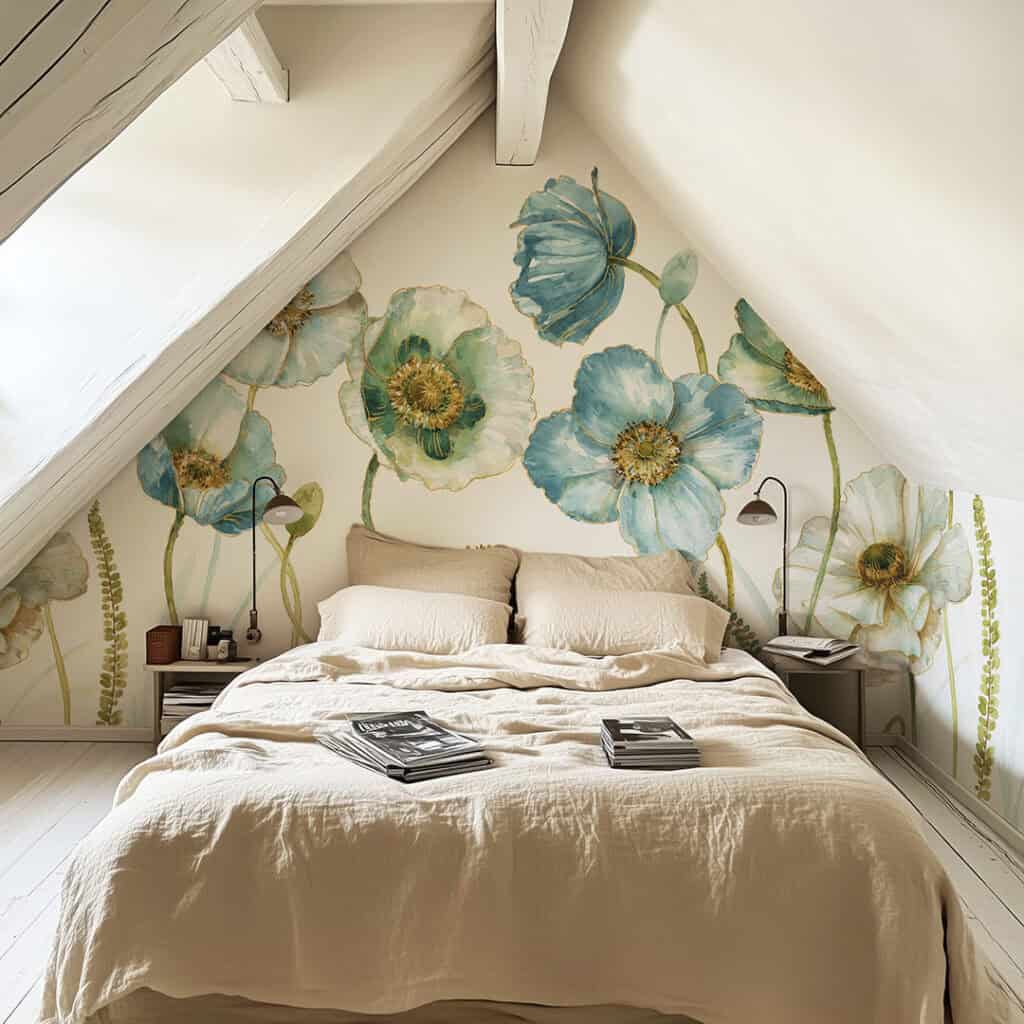 spring bedroom ideas botanical mural