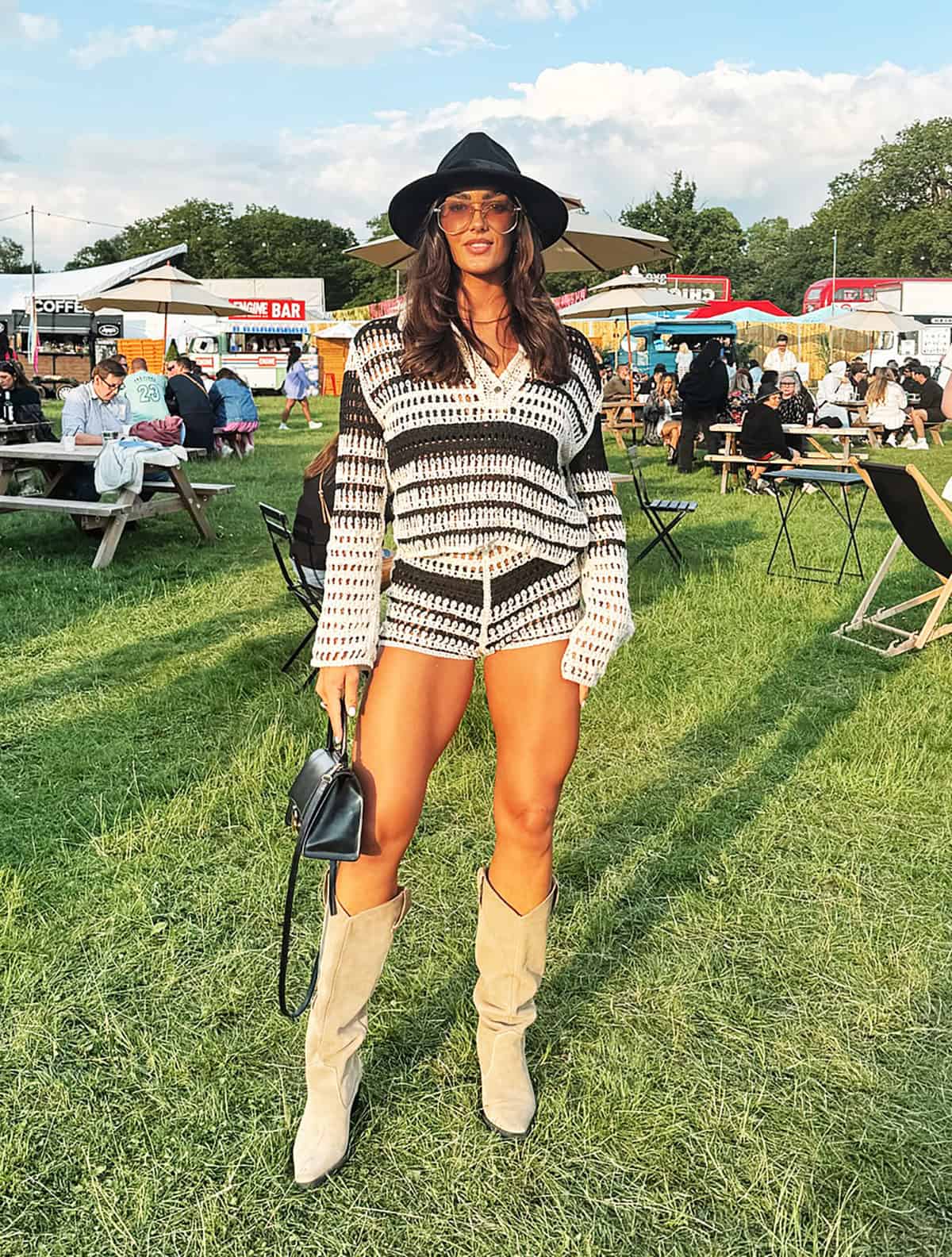 festival outfit on a budget with crochet set and cowboy boots