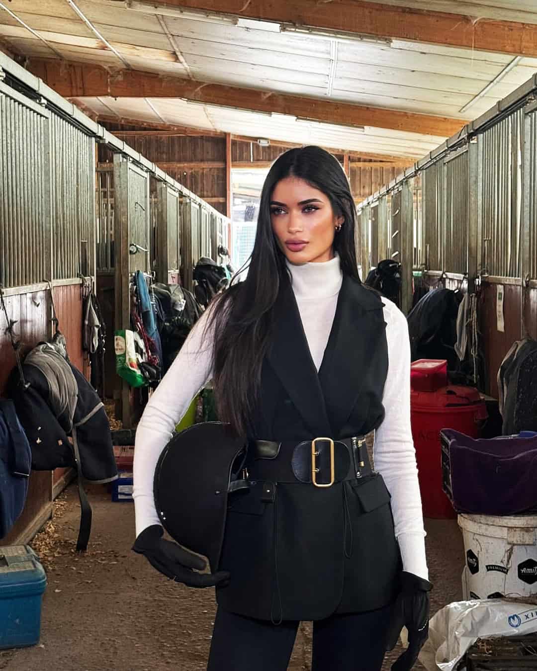 equestrian outfit with belted vest