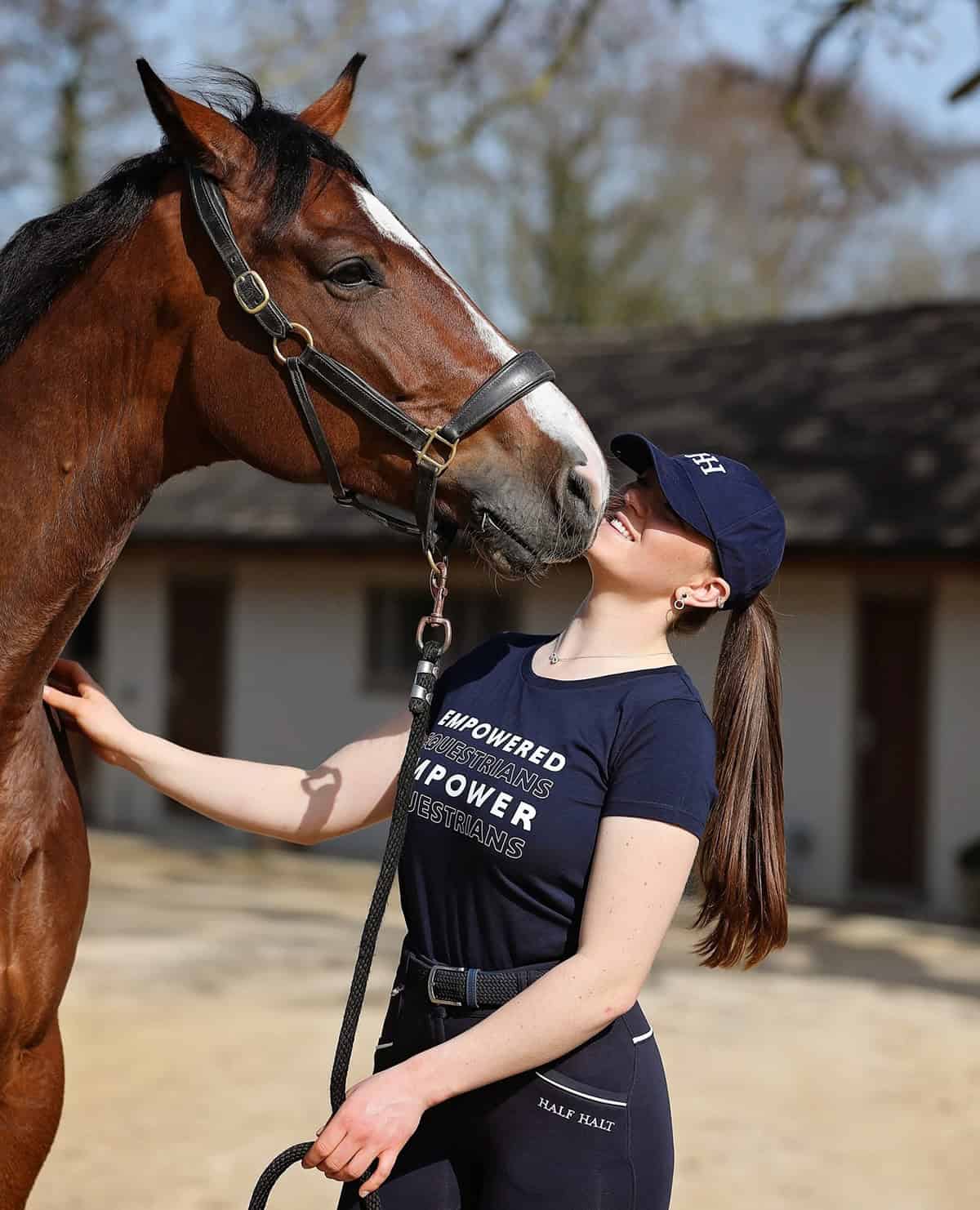 casual graphic tee with riding tights budget equestrian outfit