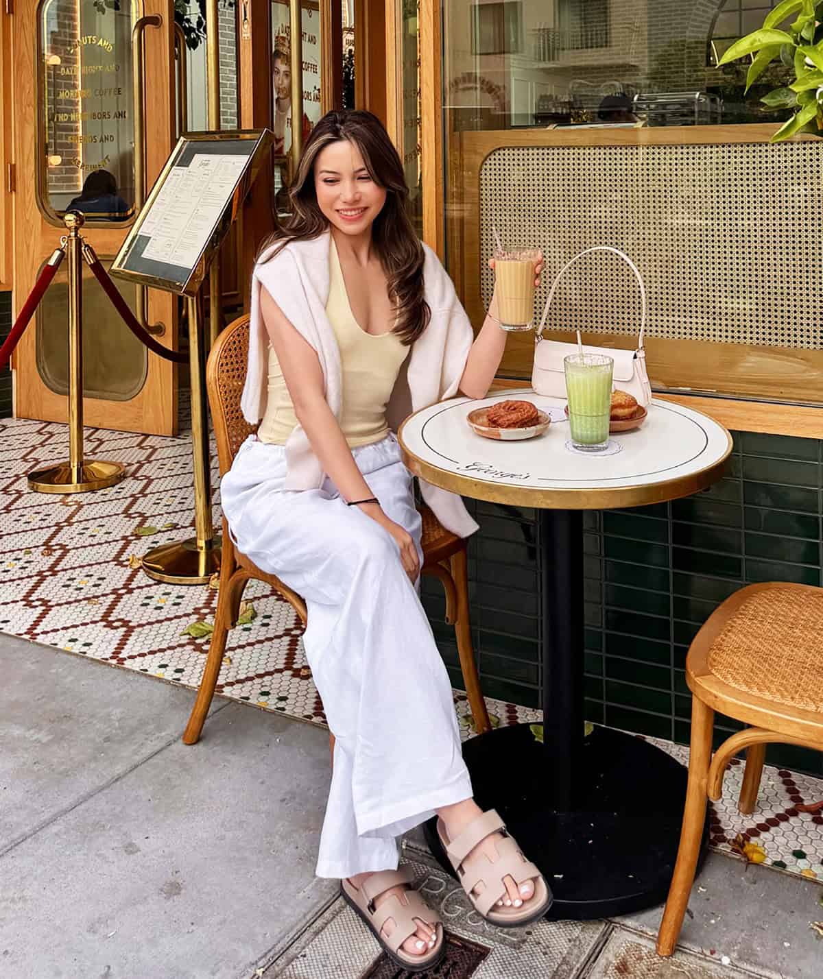 cute outfits summer for women over 30 featuring neutral wide-leg pants