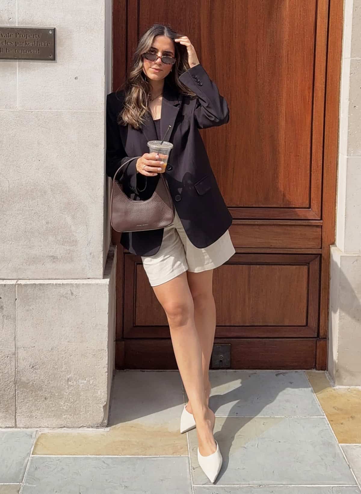 cute outfits summer for women over 30 featuring a blazer styled with tailored shorts