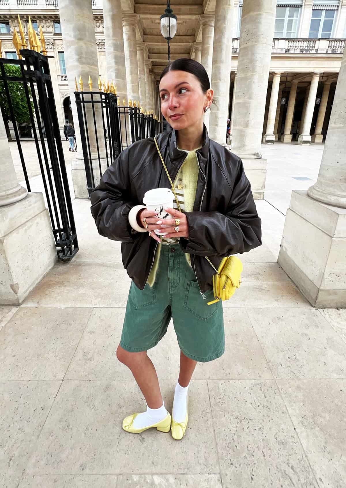 festival outfit on a budget with leather jacket and shorts