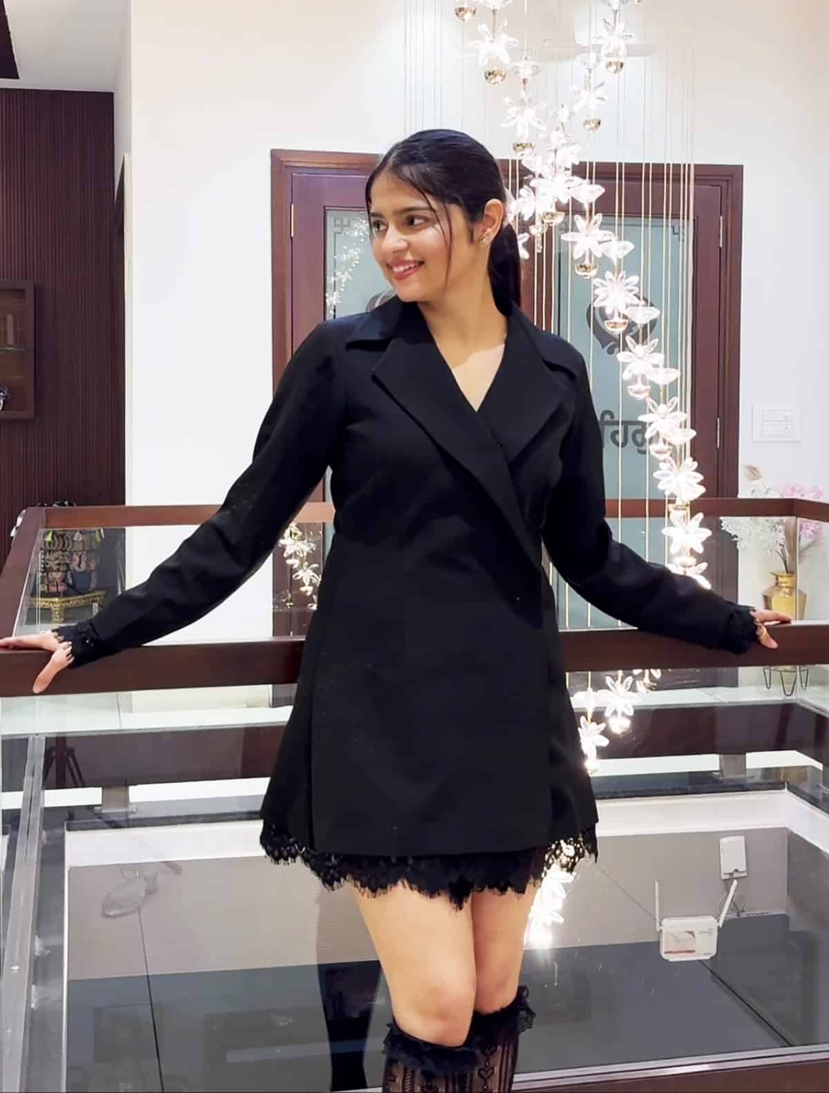 black blazer dress outfit for a budget cocktail dress code event