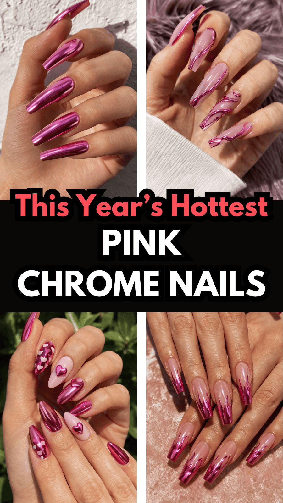 pink chrome nails pin image