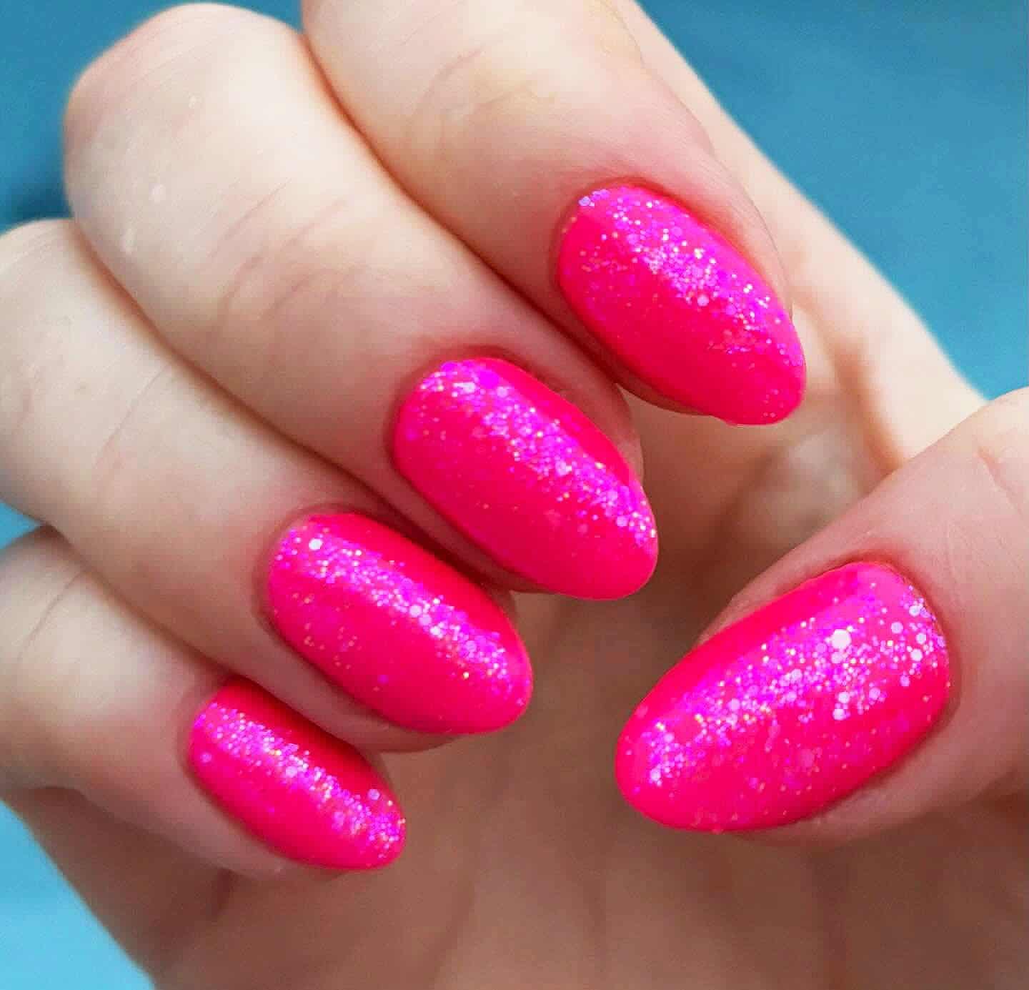 neon pink nails