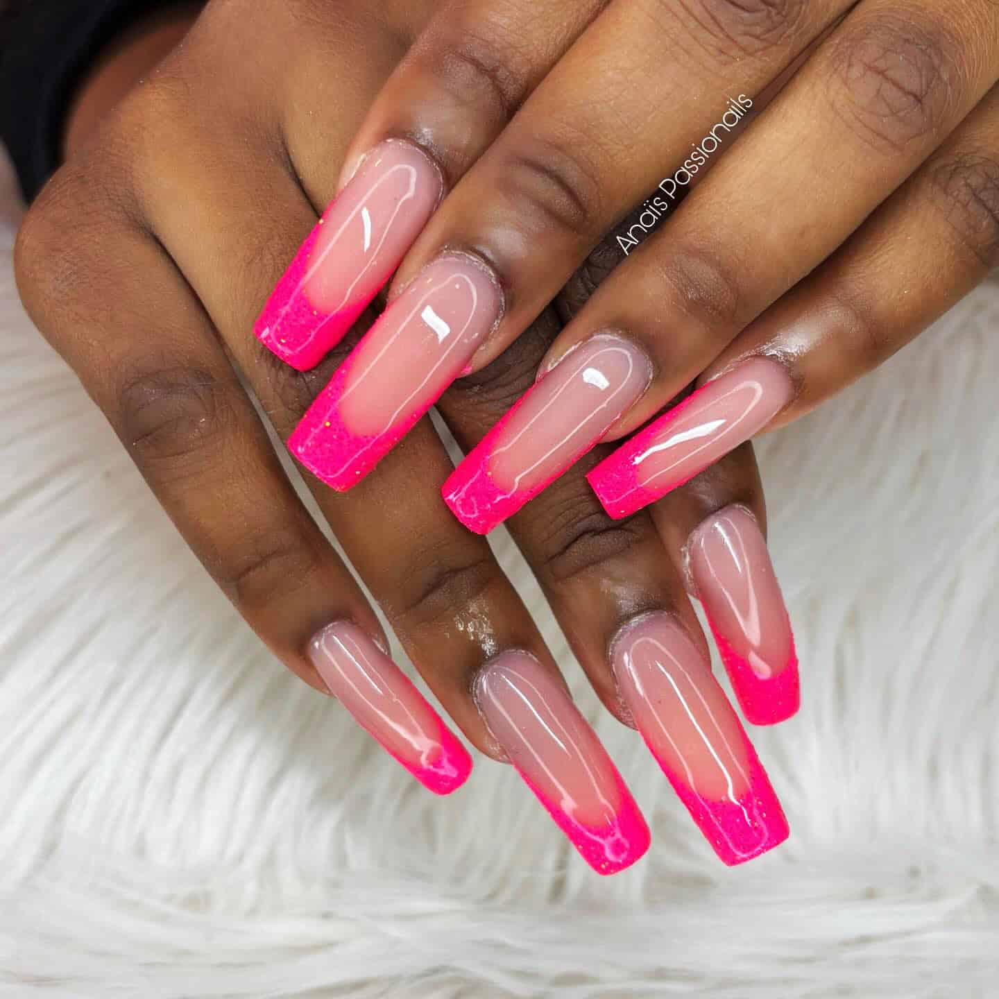 neon pink nails, Pretty Acrylic Nails