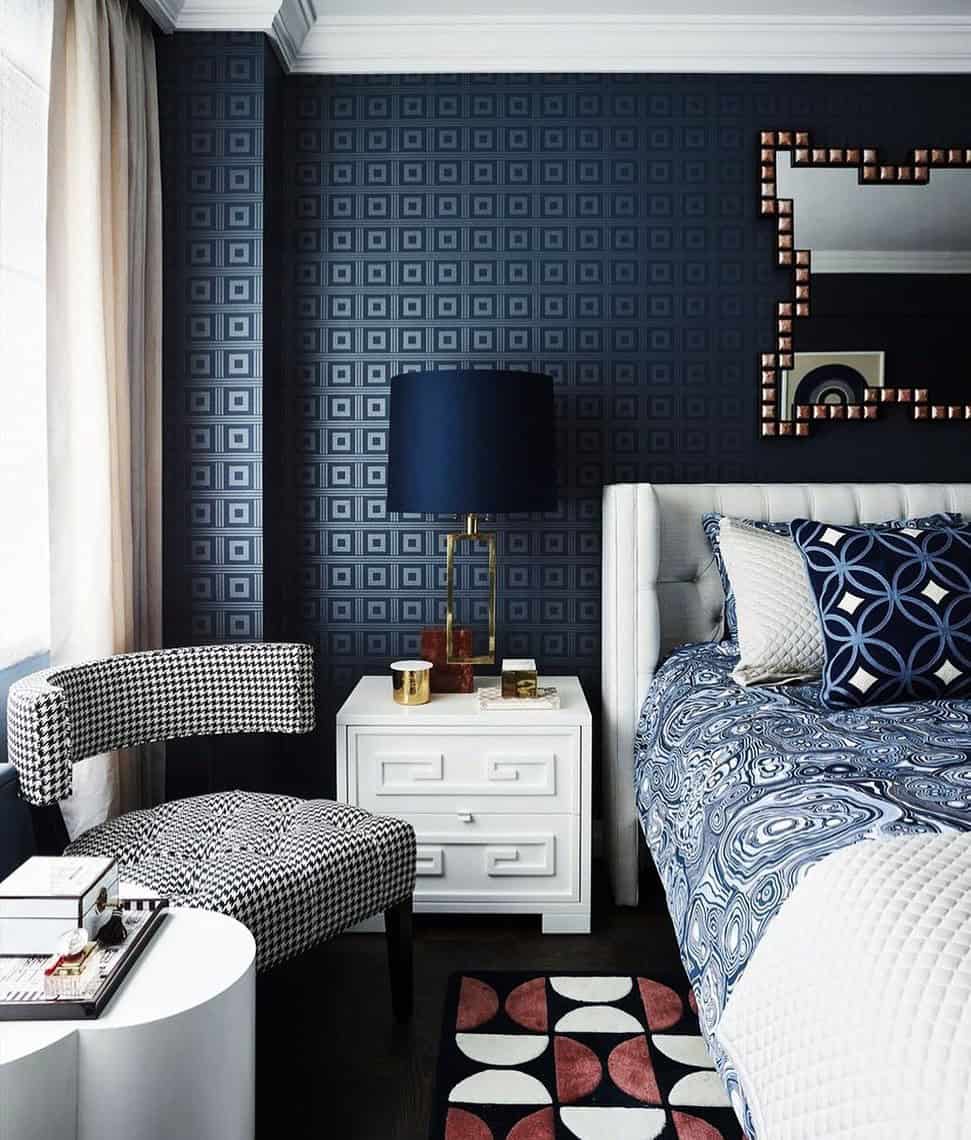 geometric pattern dark blue wallpaper