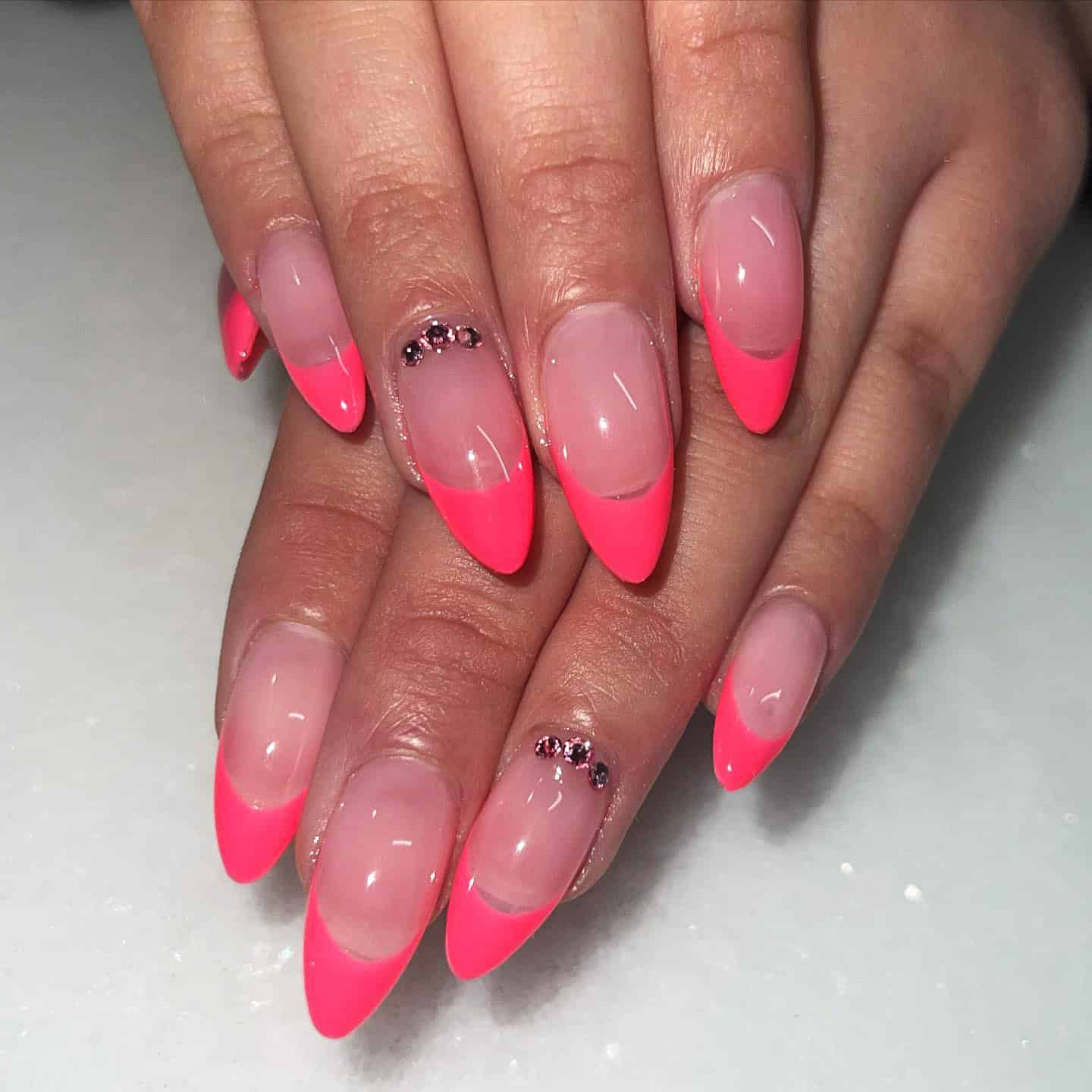 neon pink nails, Pretty Acrylic Nails