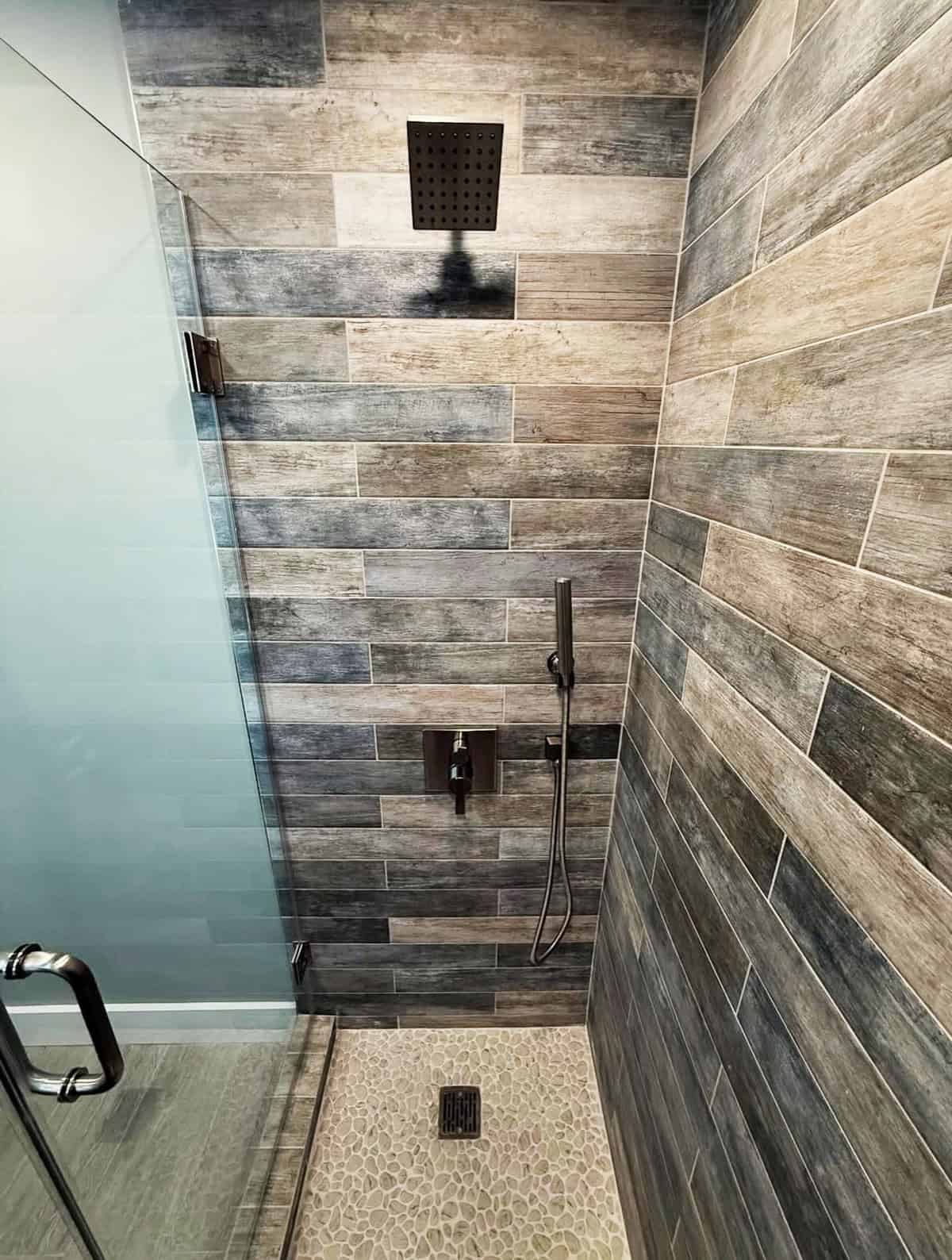 wood look porcelain shower wall bathroom tile ideas