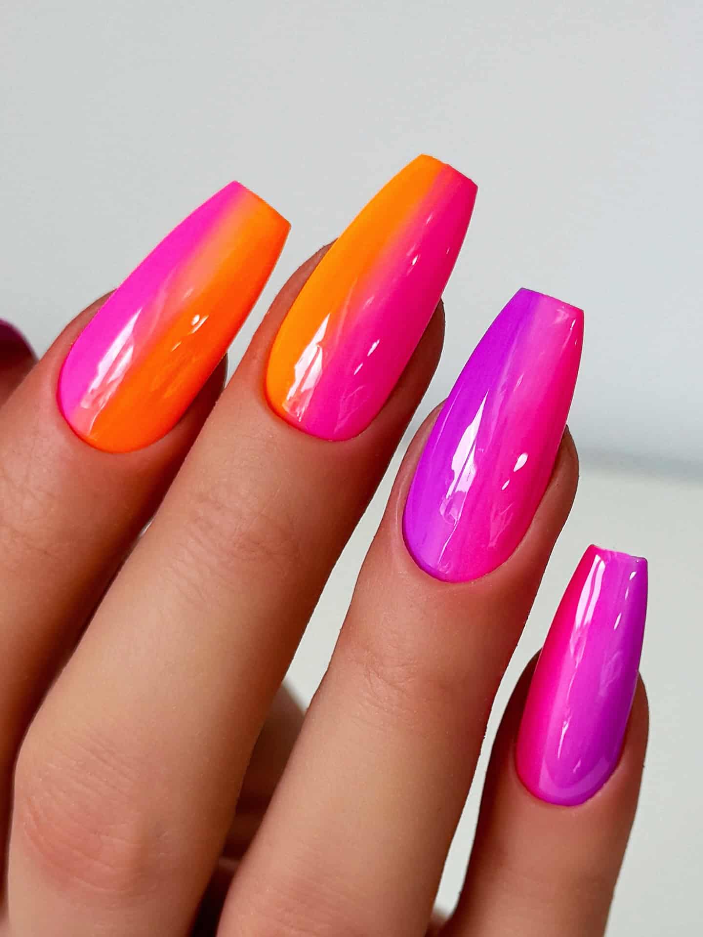 ombre neon pink nails
