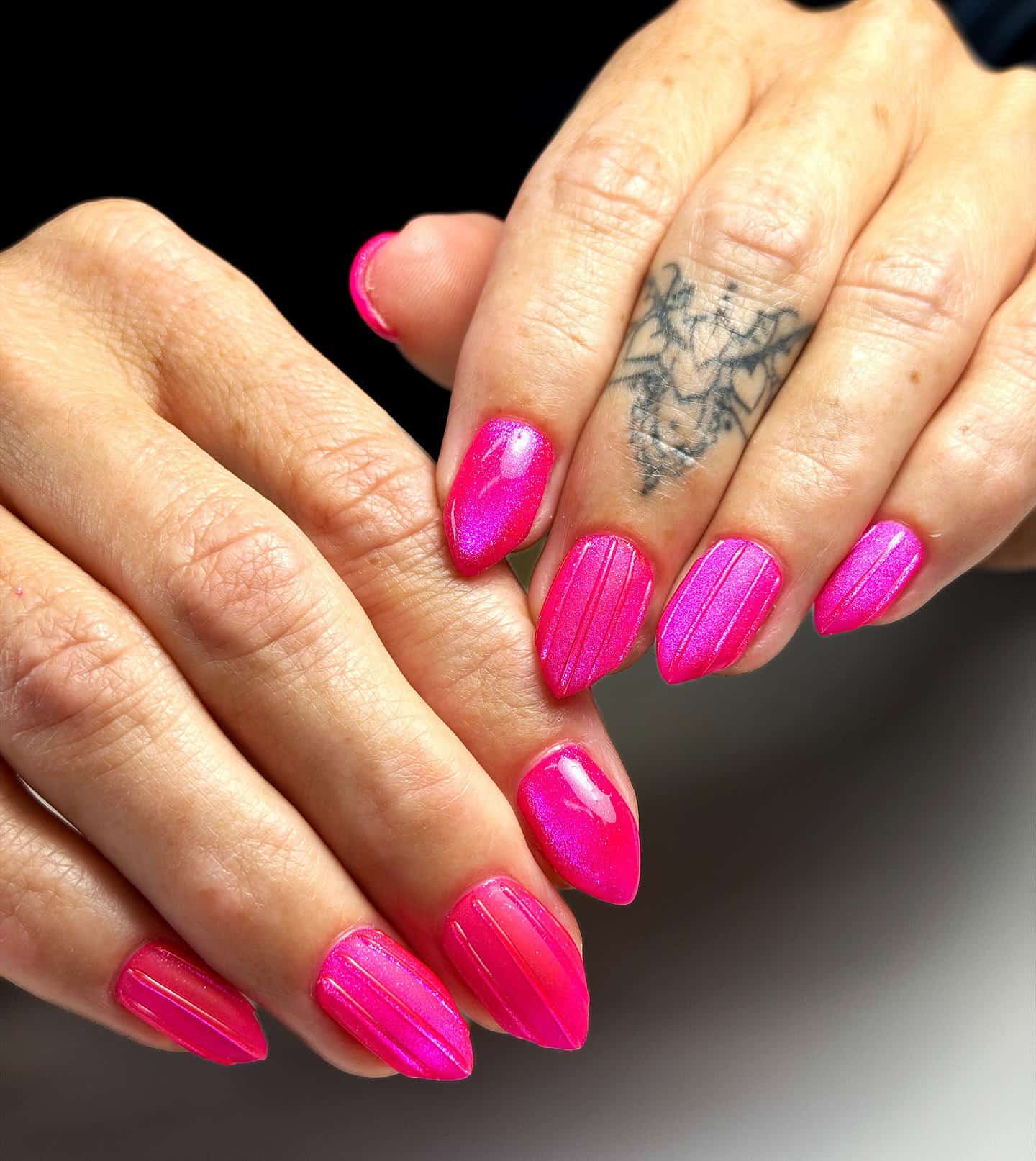 neon pink nails
