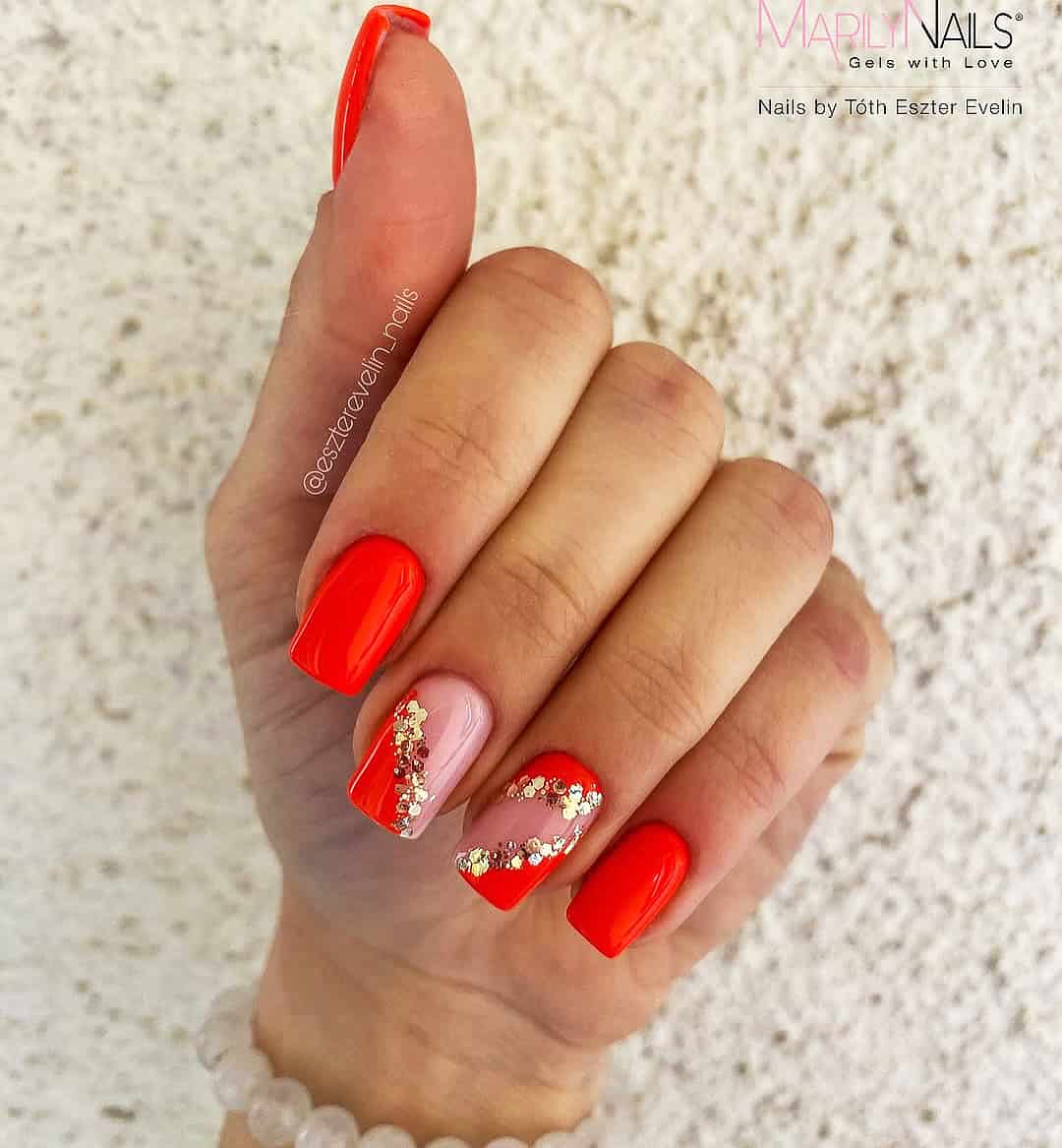 neon pink nails, nail art