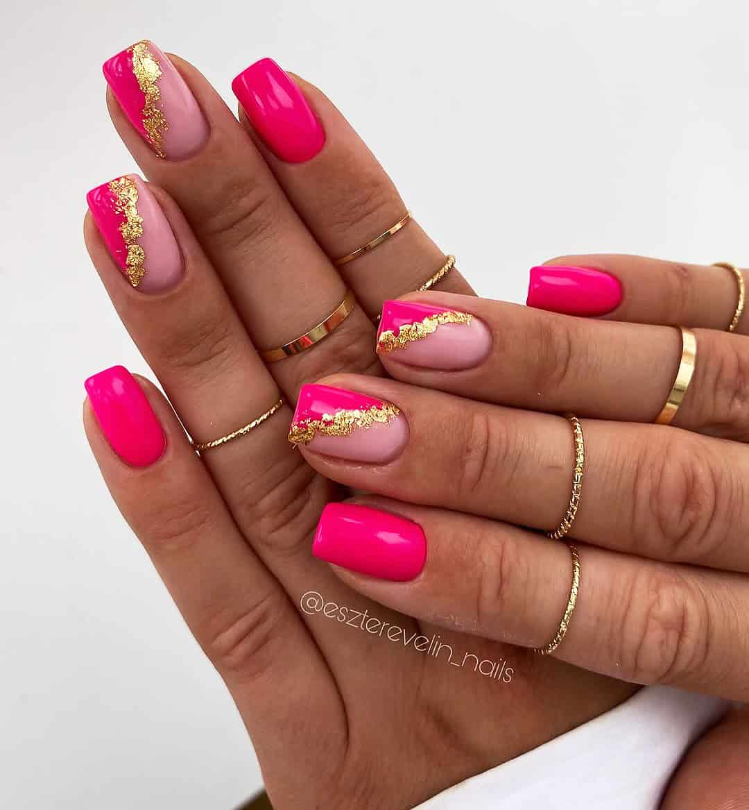 neon pink nails, nail art