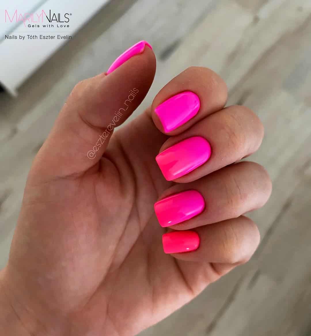 neon pink nails