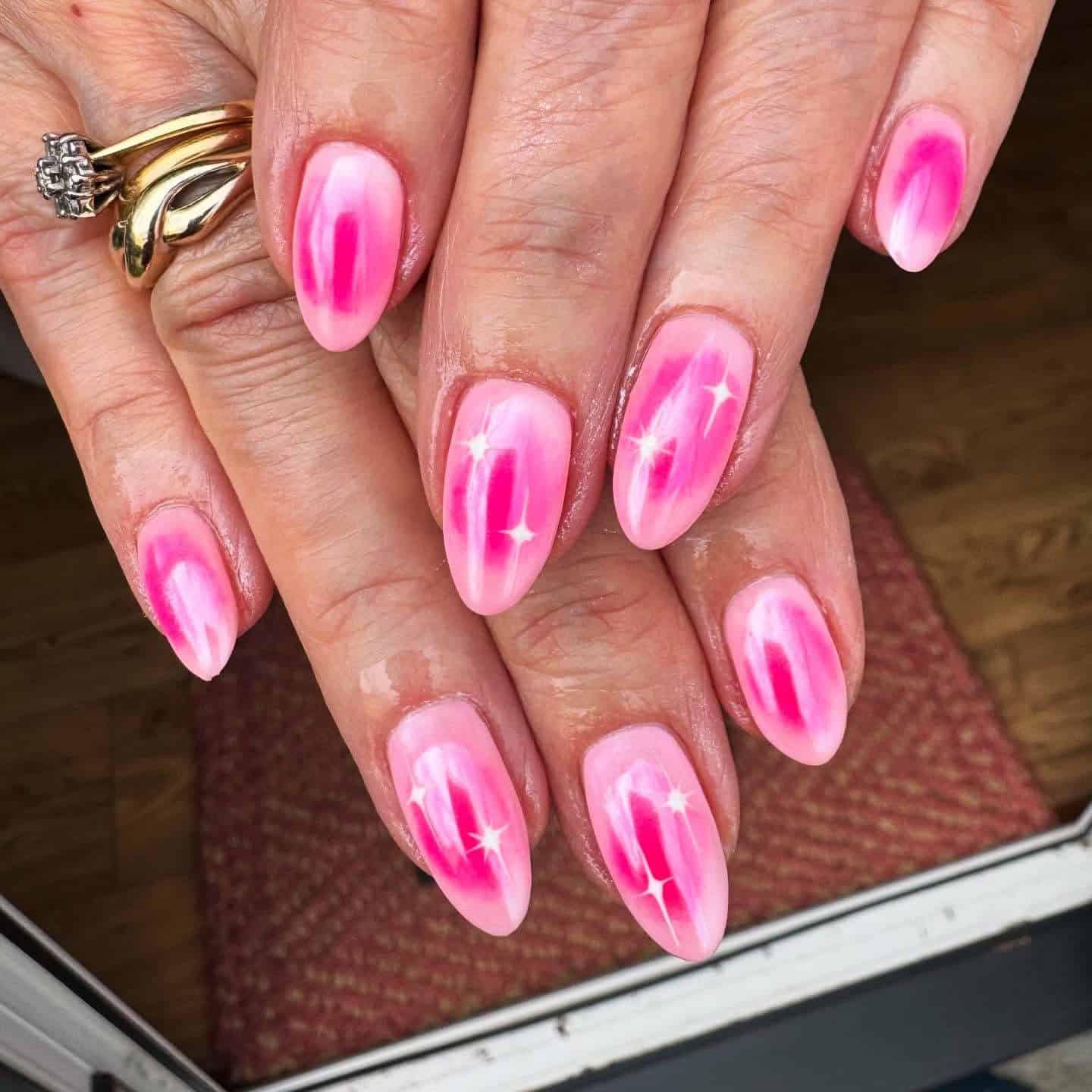 ombre neon pink nails