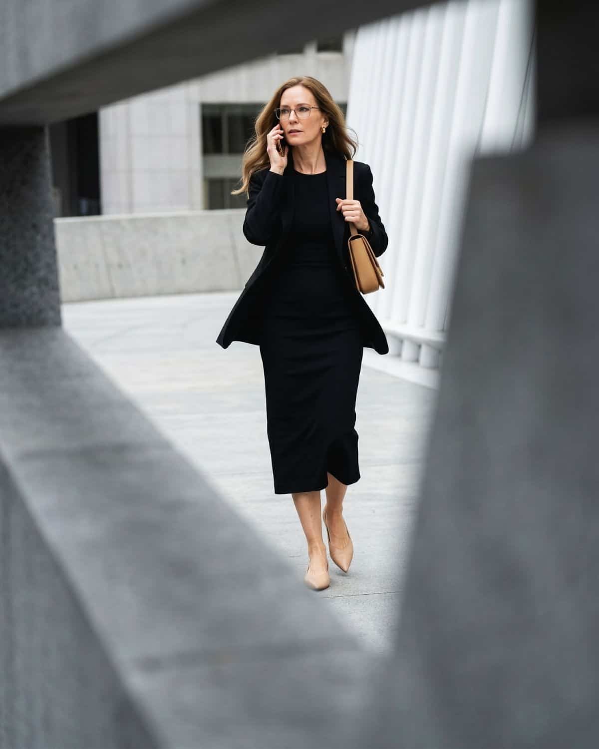 black blazer and dress, office summer dresses
