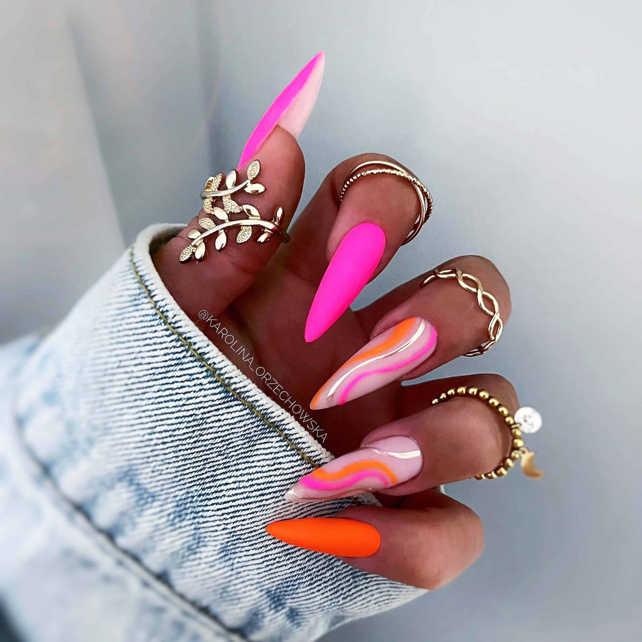 neon pink nails, dream nails