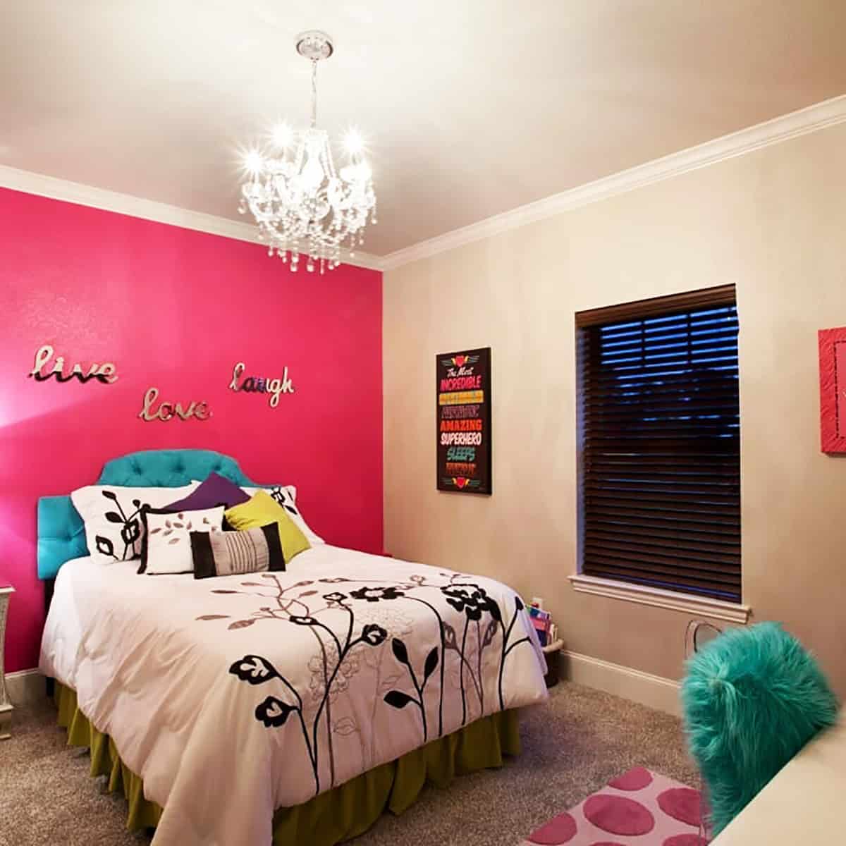 hot pink accent wall in a teen bedroom pink wallpaper ideas home decor