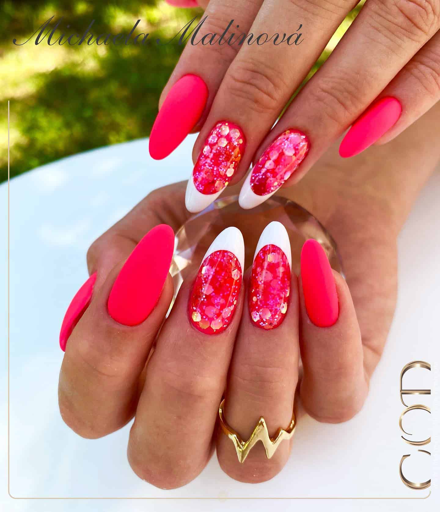 neon pink nails, Pretty Acrylic Nails