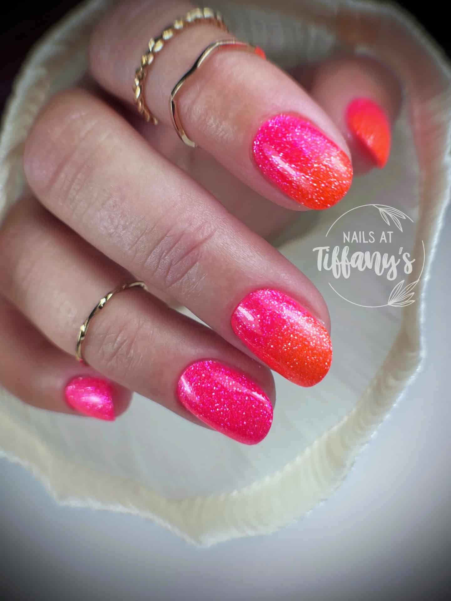 ombre neon pink nails