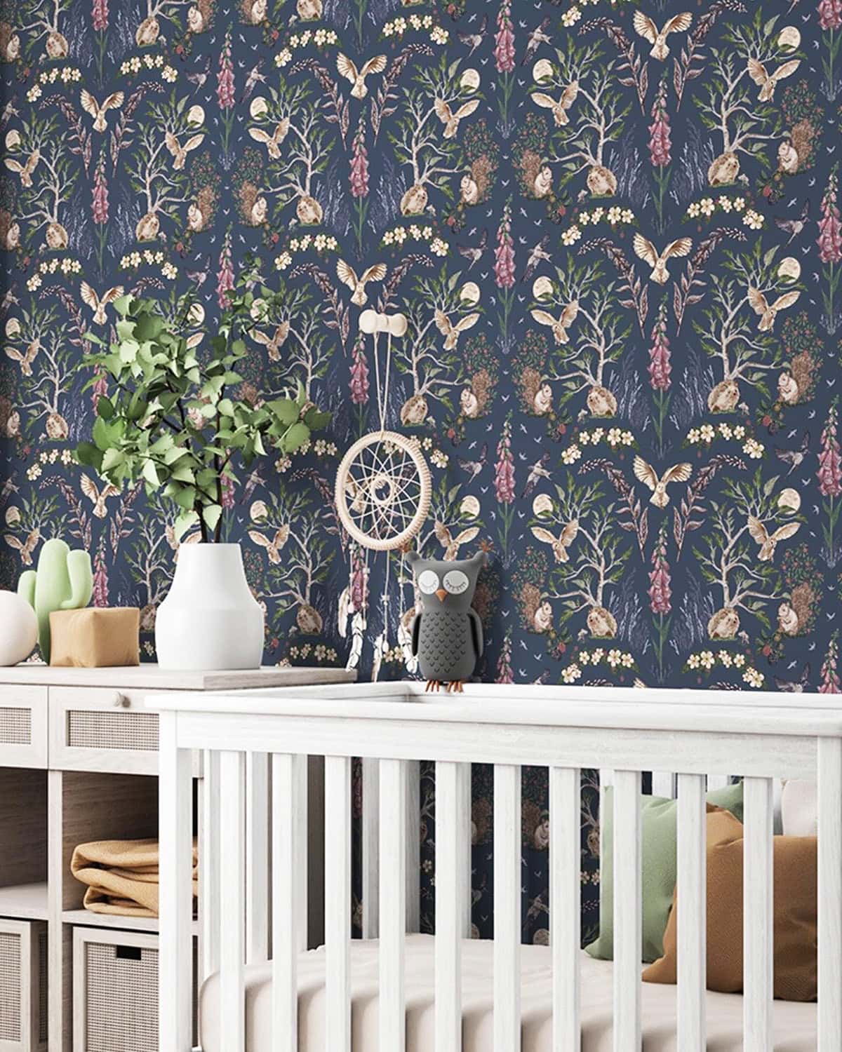 floral wallpaper in nursery dark blue wallpaper ideas home decor