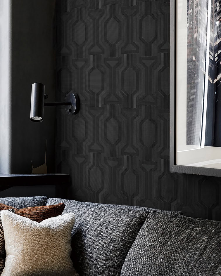 black wallpaper with geometric design