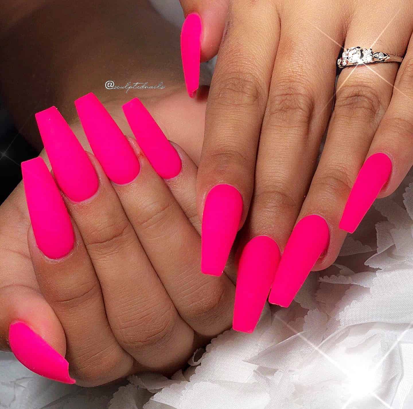 neon pink nails