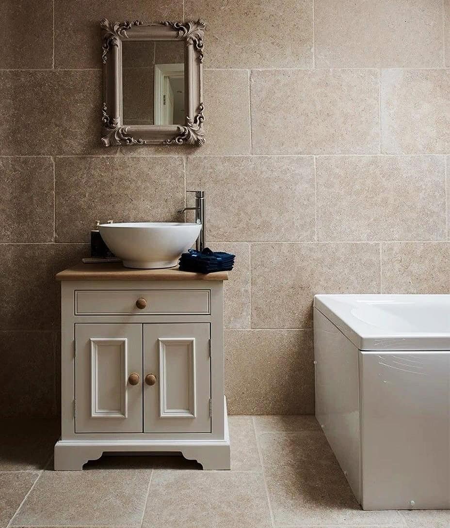 large taupe stone bathroom tile