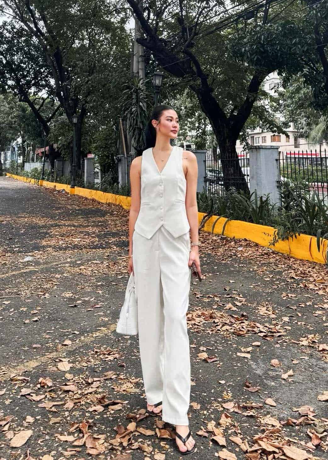 Luxury Summer Outfits - ivory pantsuit with vest