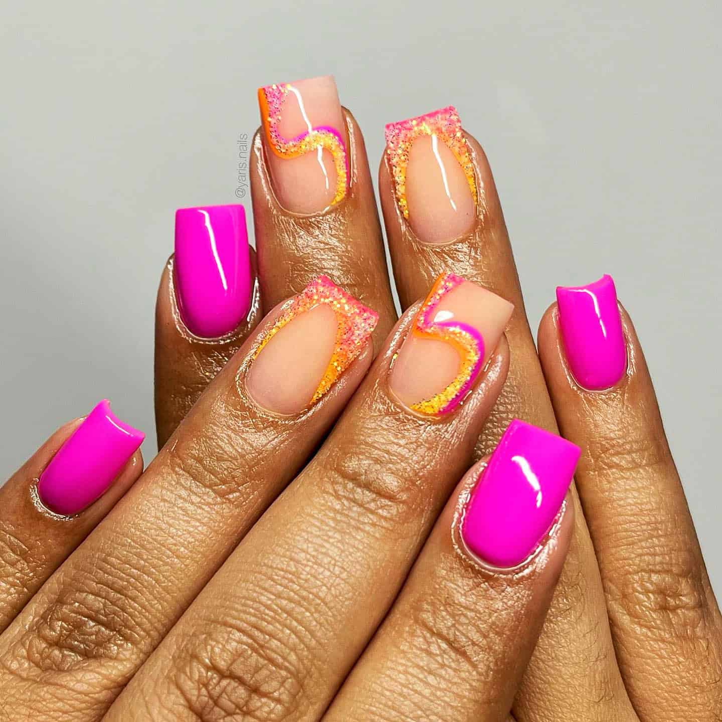 neon pink nails, dream nails