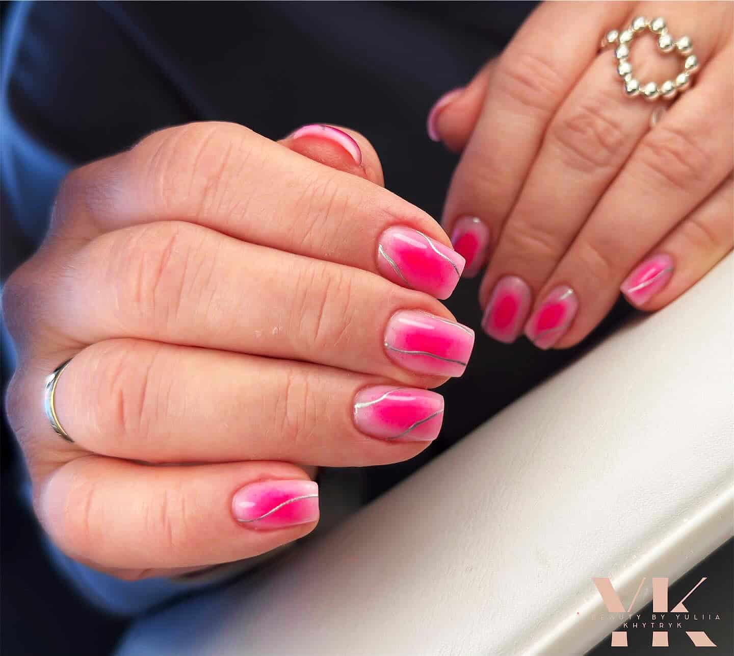 ombre neon pink nails
