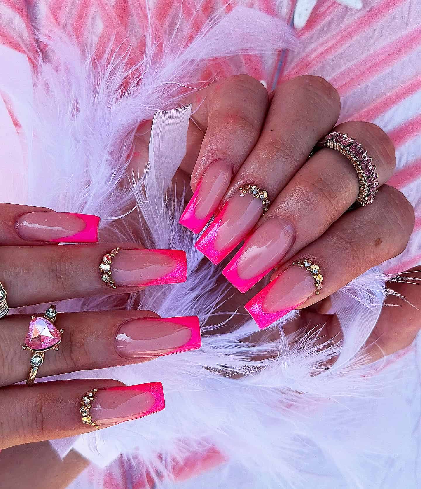 neon pink nails, Pretty Acrylic Nails
