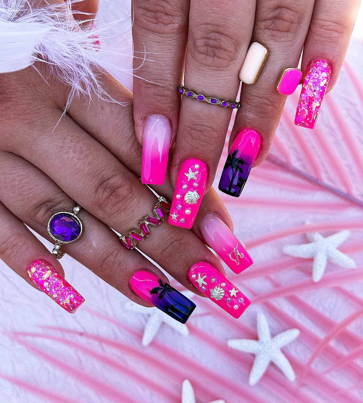 neon pink nails, dream nails