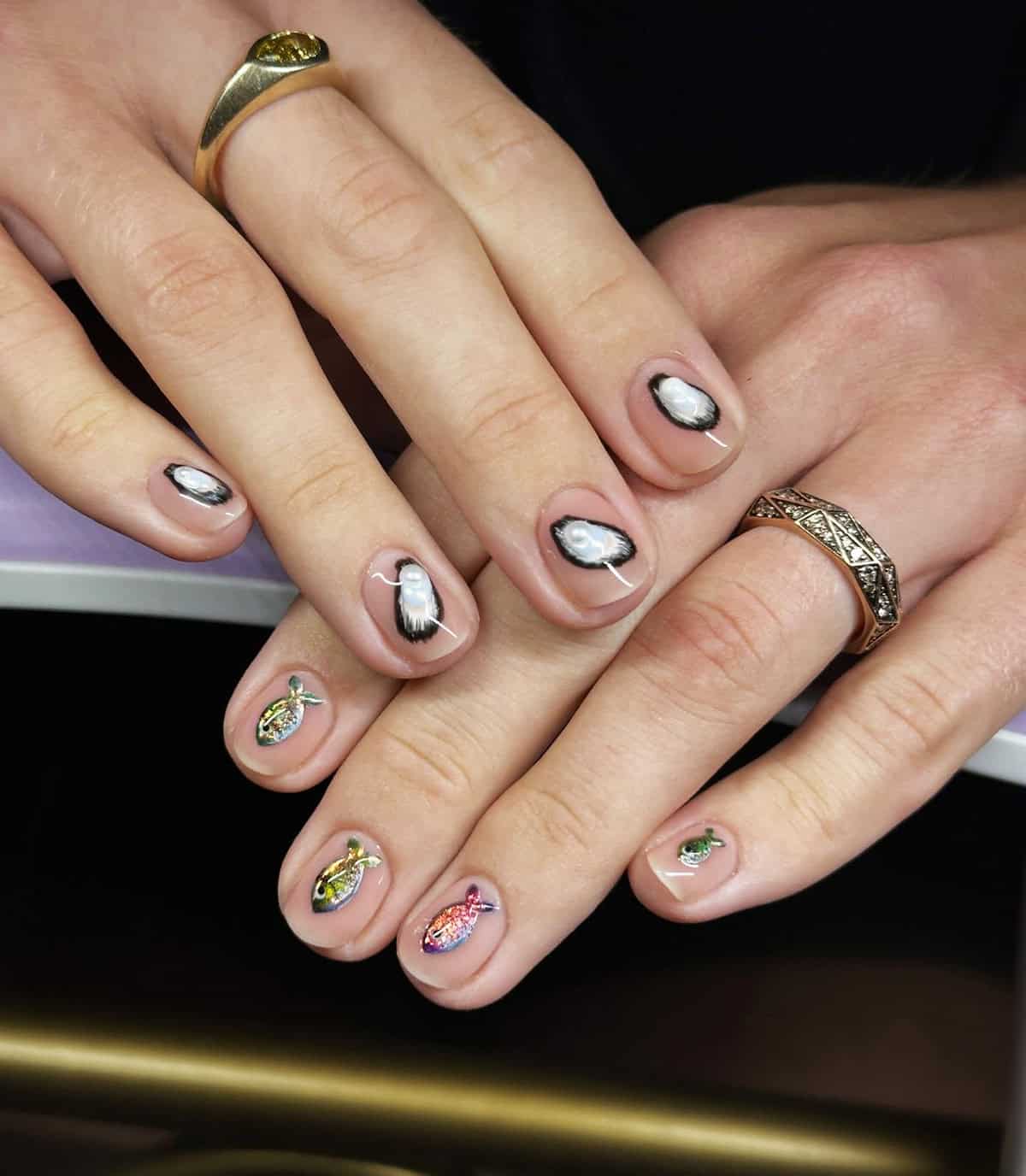 nude pearl fish men's nails
