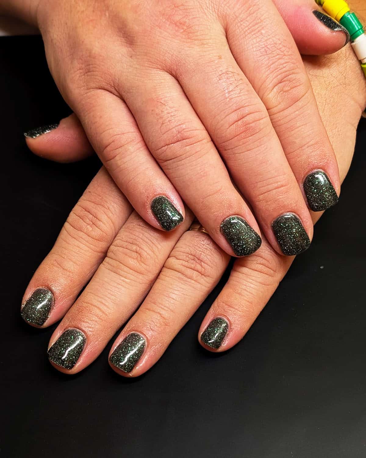 dark olive glitter men's nails