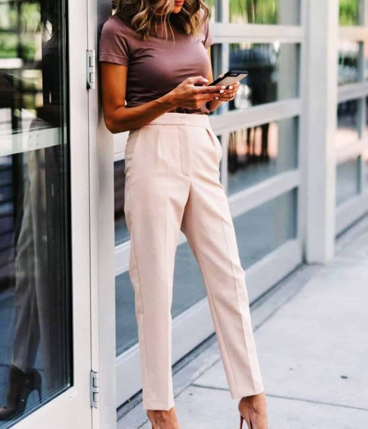 blush trouser outfit office attire for women