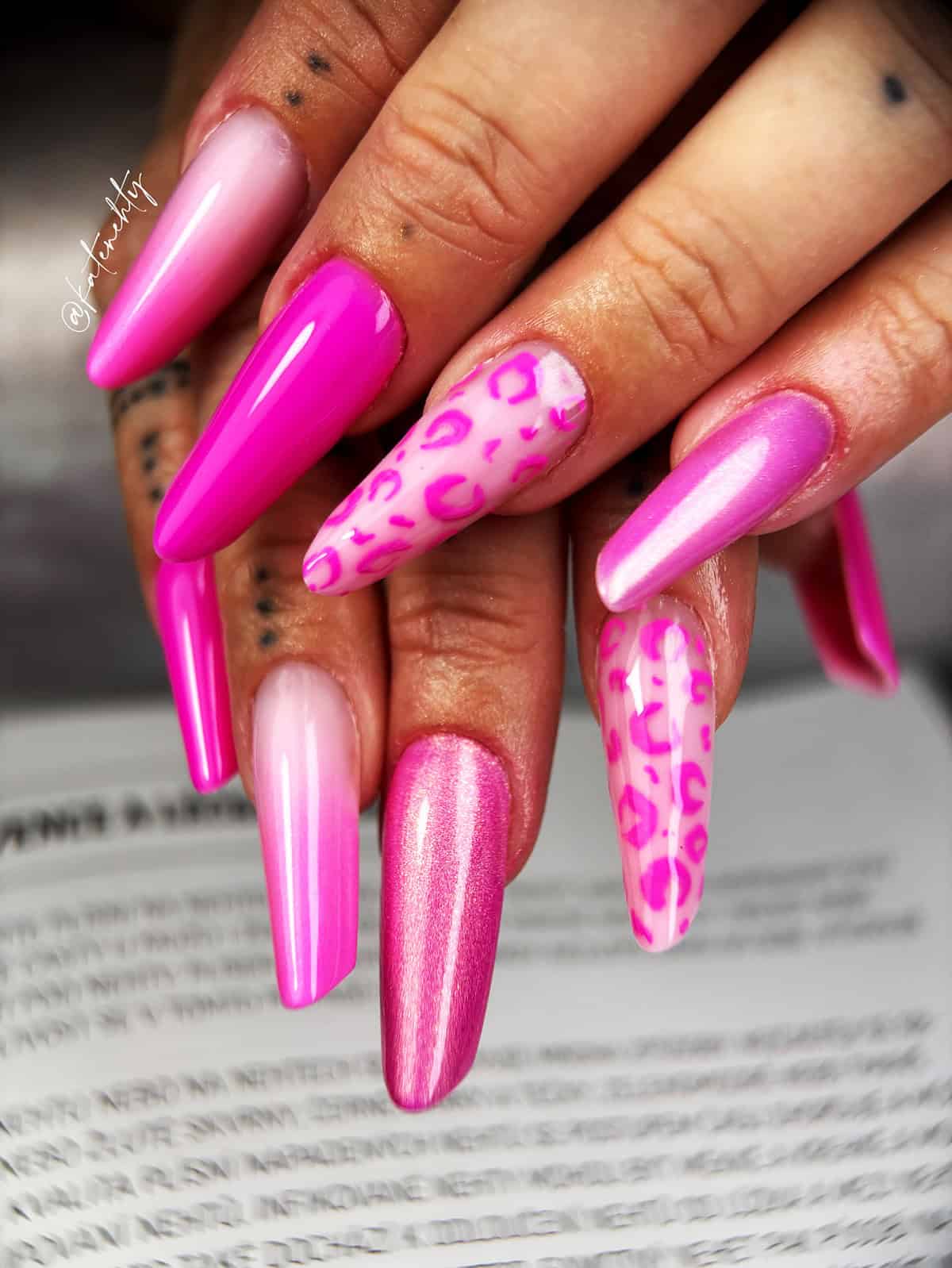 chrome pink leopard pink leopard print nails