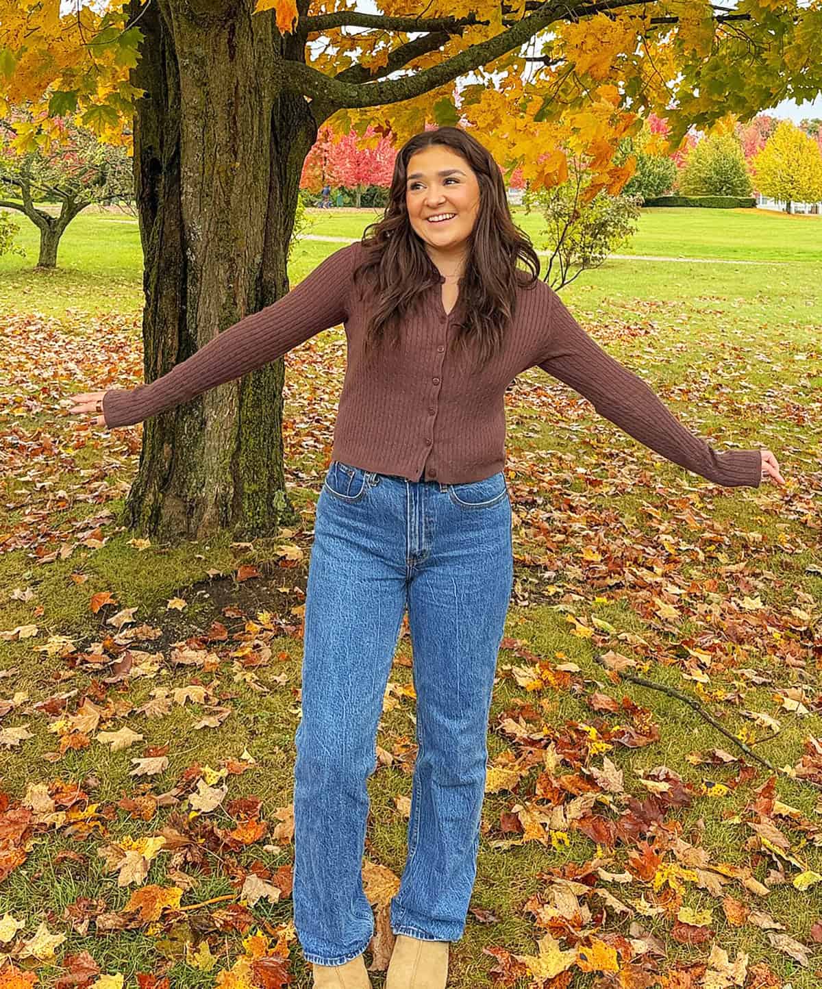 brown ribbed cardigan straight jeans jeans and sweaters for fall