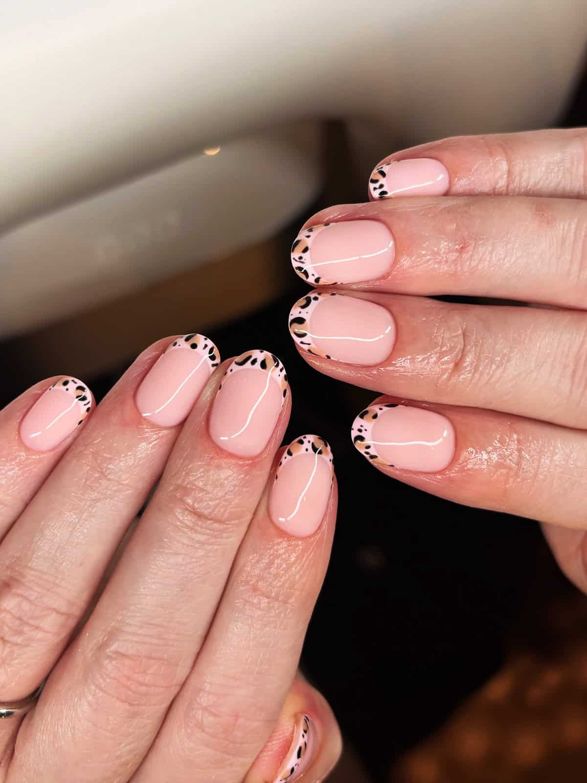 pink square cheetah tips cheetah print nails