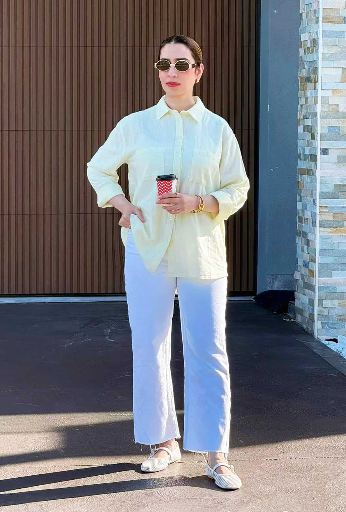yellow linen shirt white jeans looks for summer