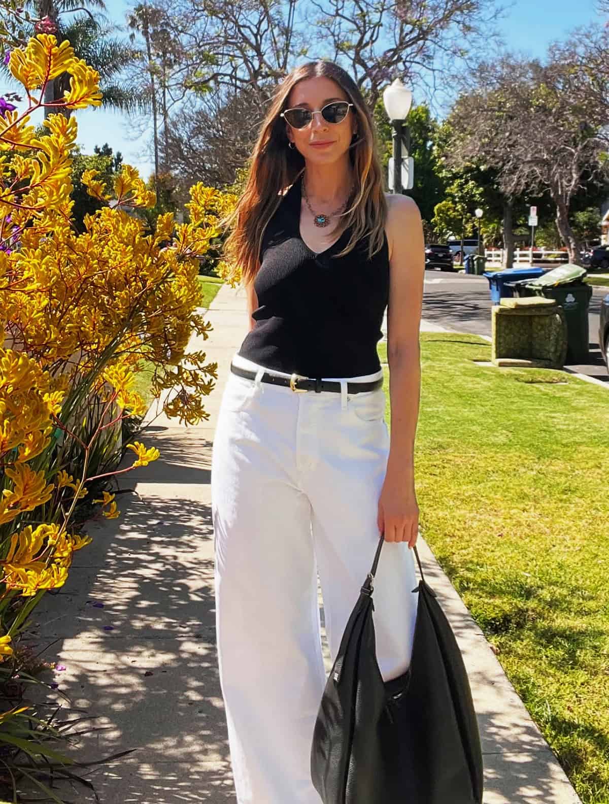 black tank white wide leg jeans looks for summer
