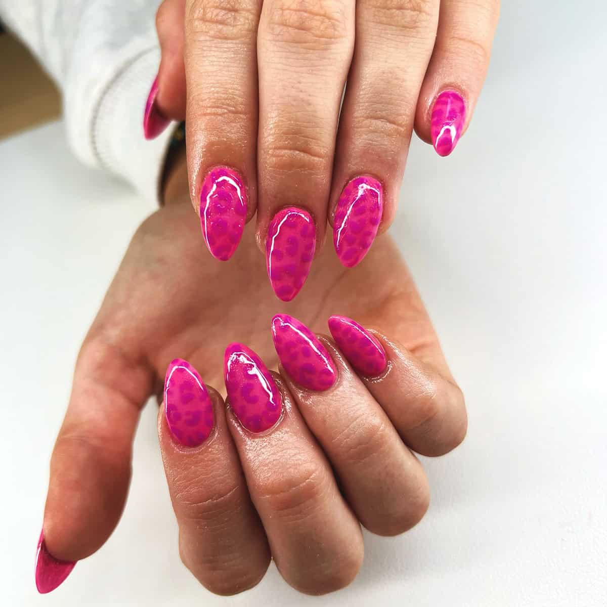 tonal pink leopard pink leopard print nails
