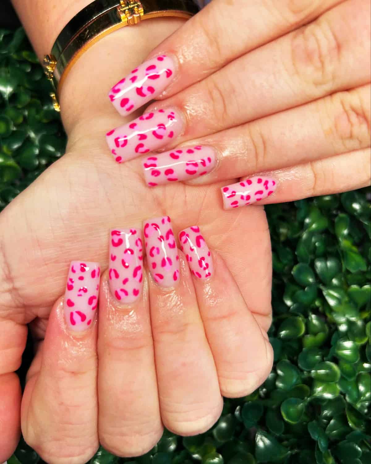 soft pink leopard print nails
