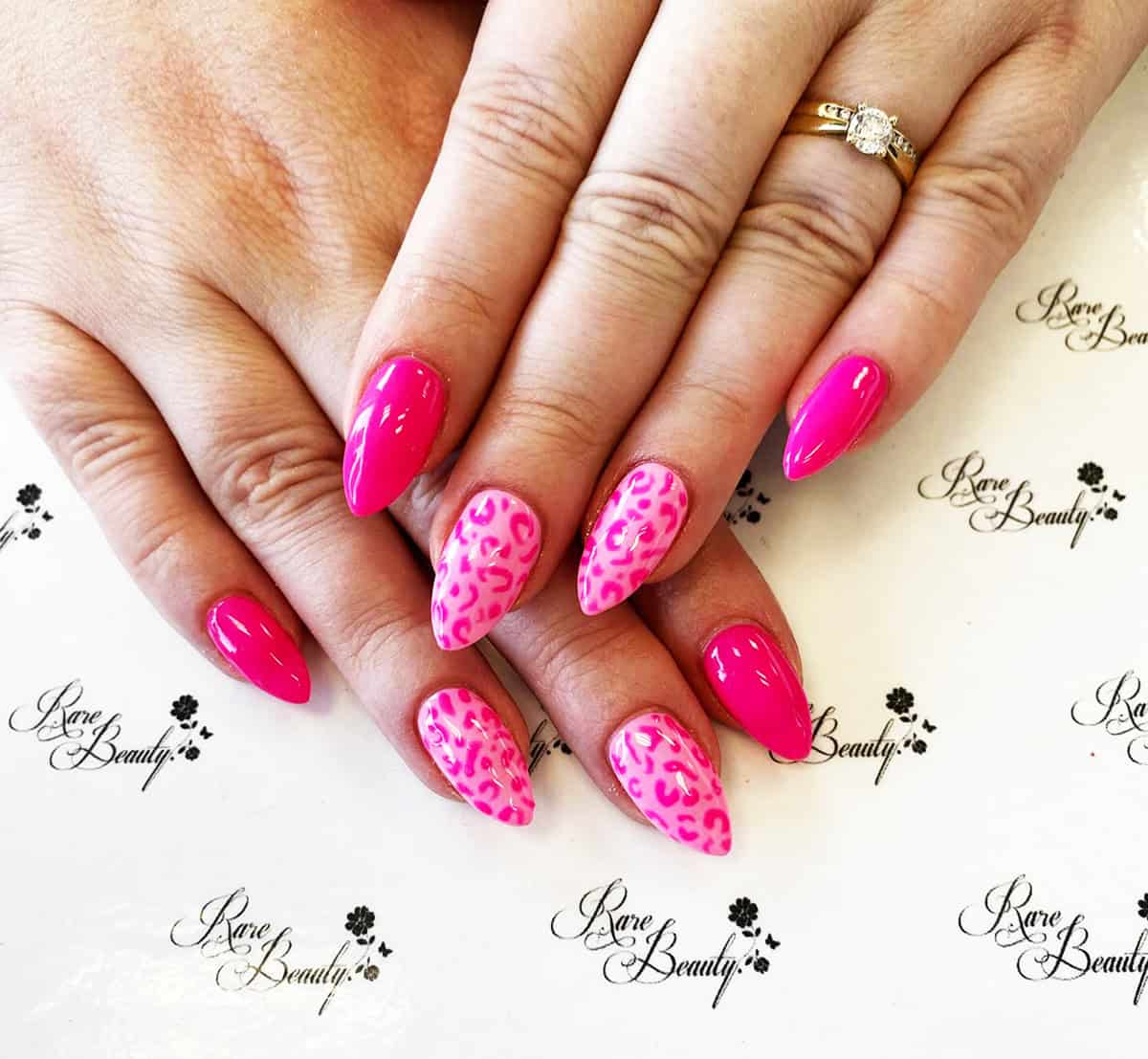 fuchsia blush leopard pink leopard print nails