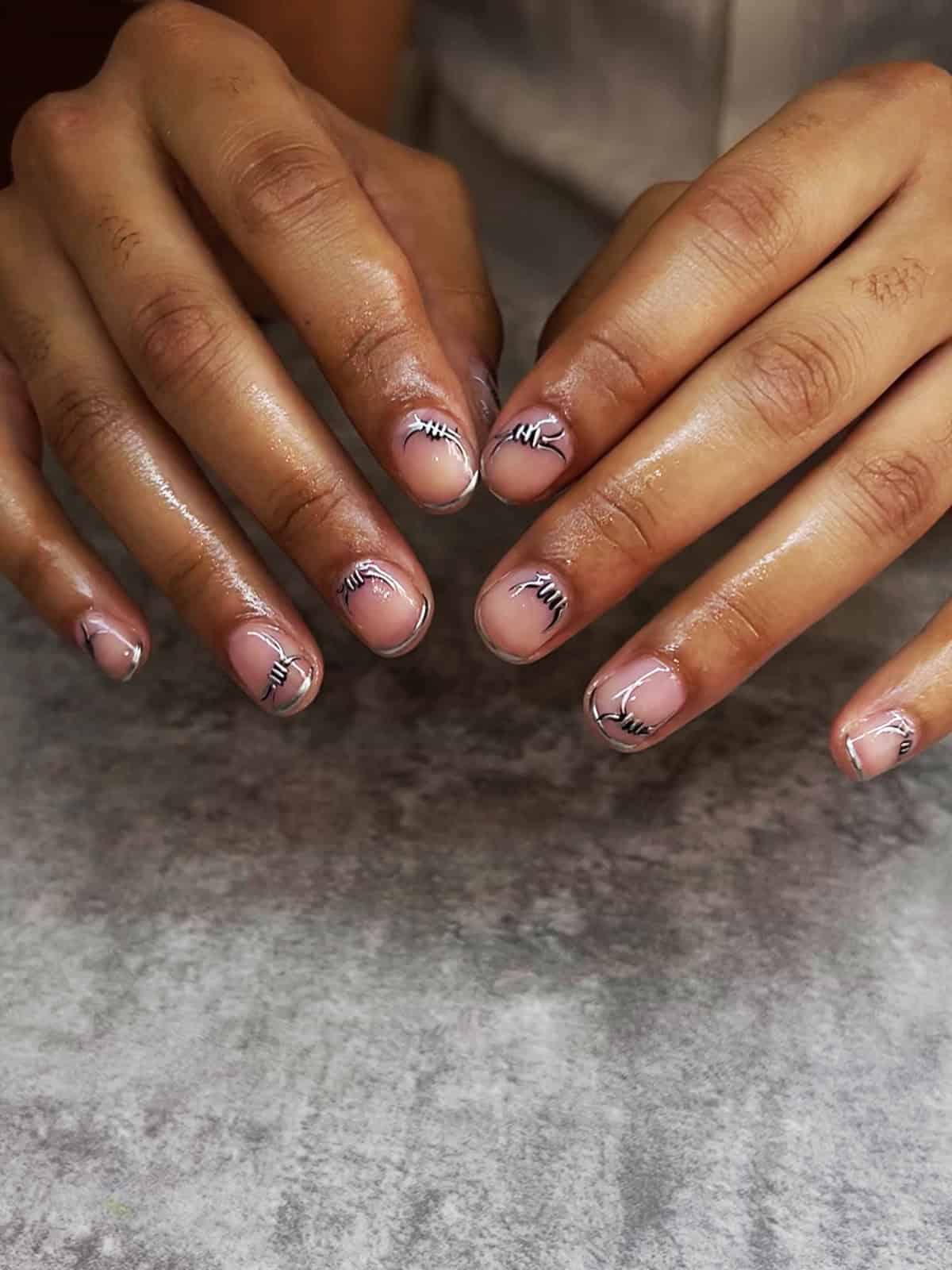 nude barbed wire men's nails