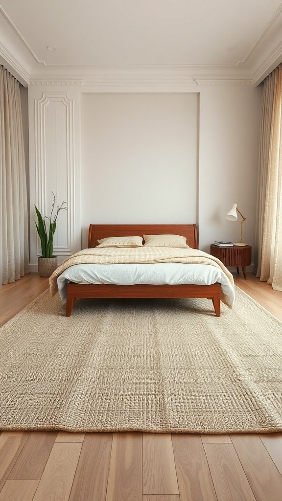 Alpine Oat Area Rug in a bright bedroom setting